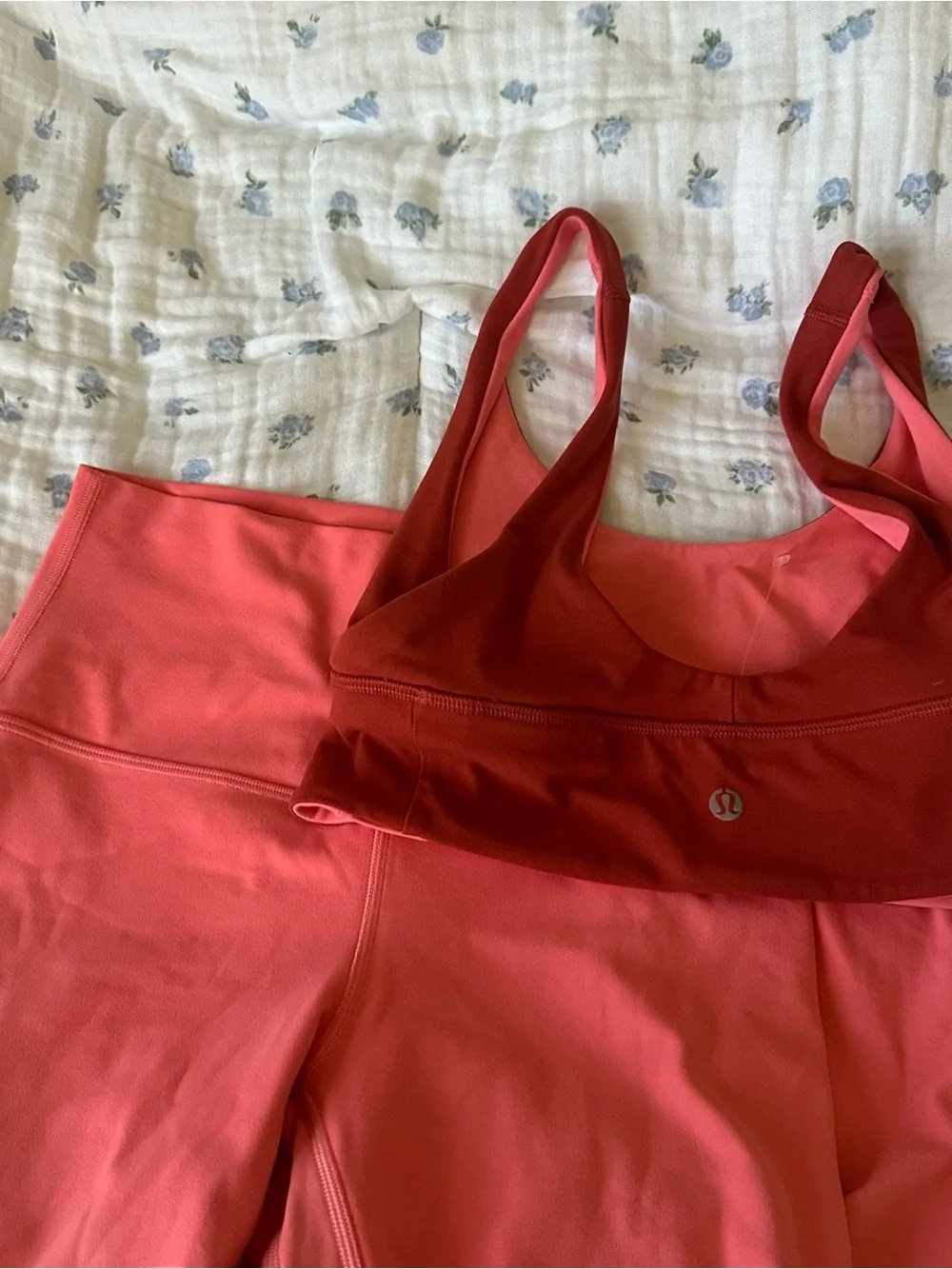 Lululemon Coral Athletic Bras and Legging Set